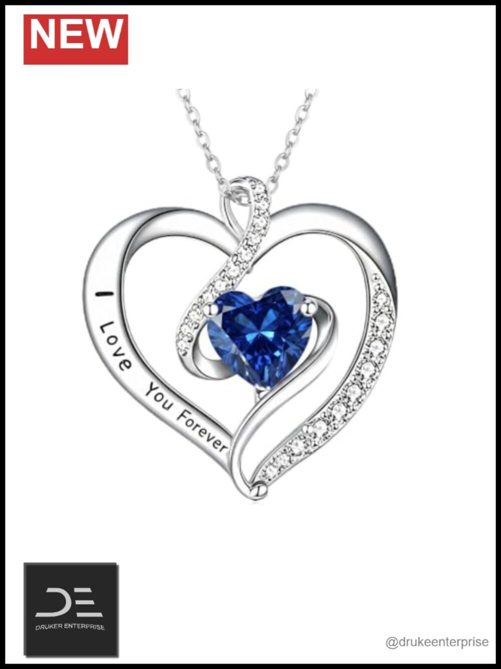 925 Sterling Silver Infinity Necklace Blue Butterfly Pendant